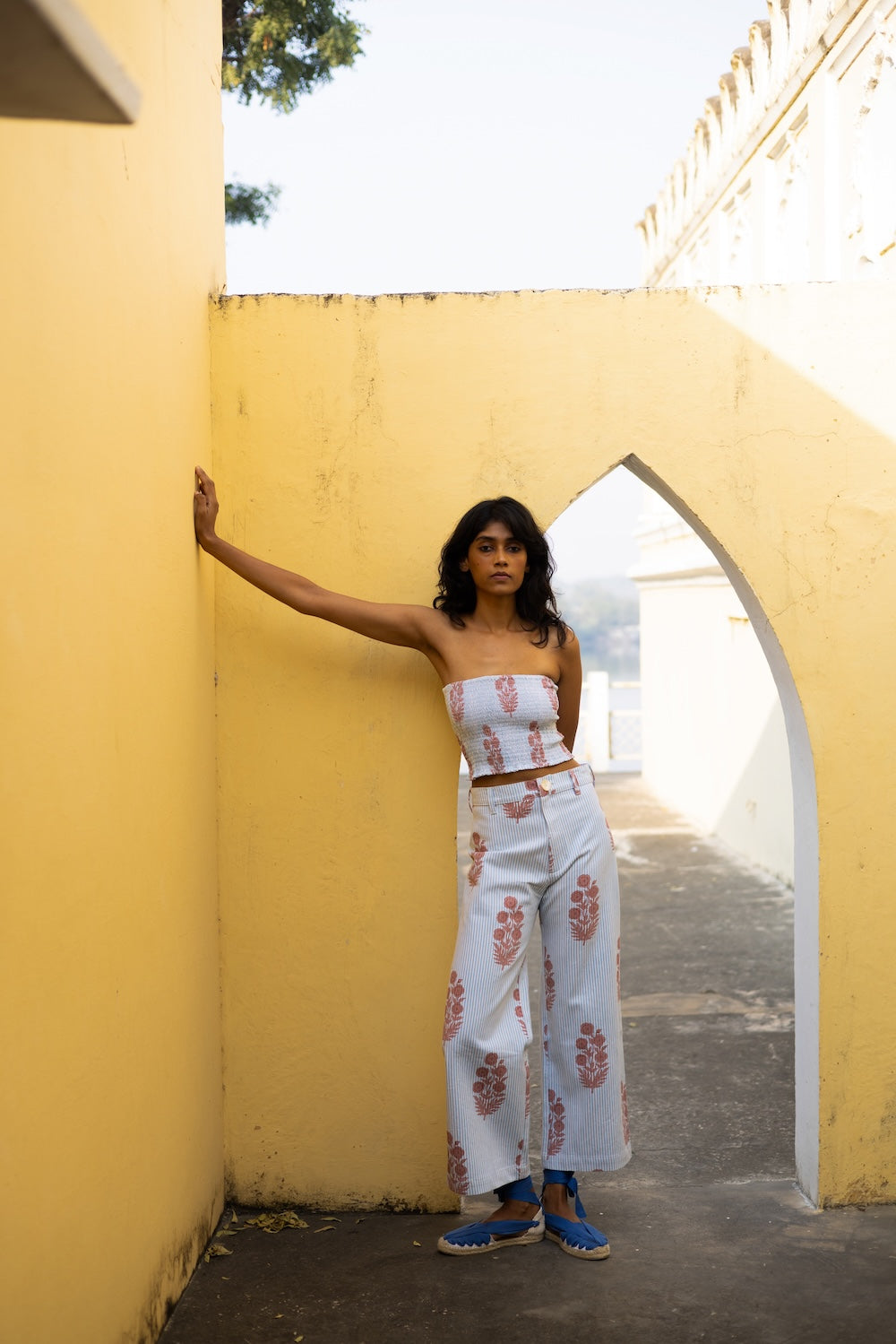 Final Sale: Disco Pants in Poppy Stamp & Thin Stripes