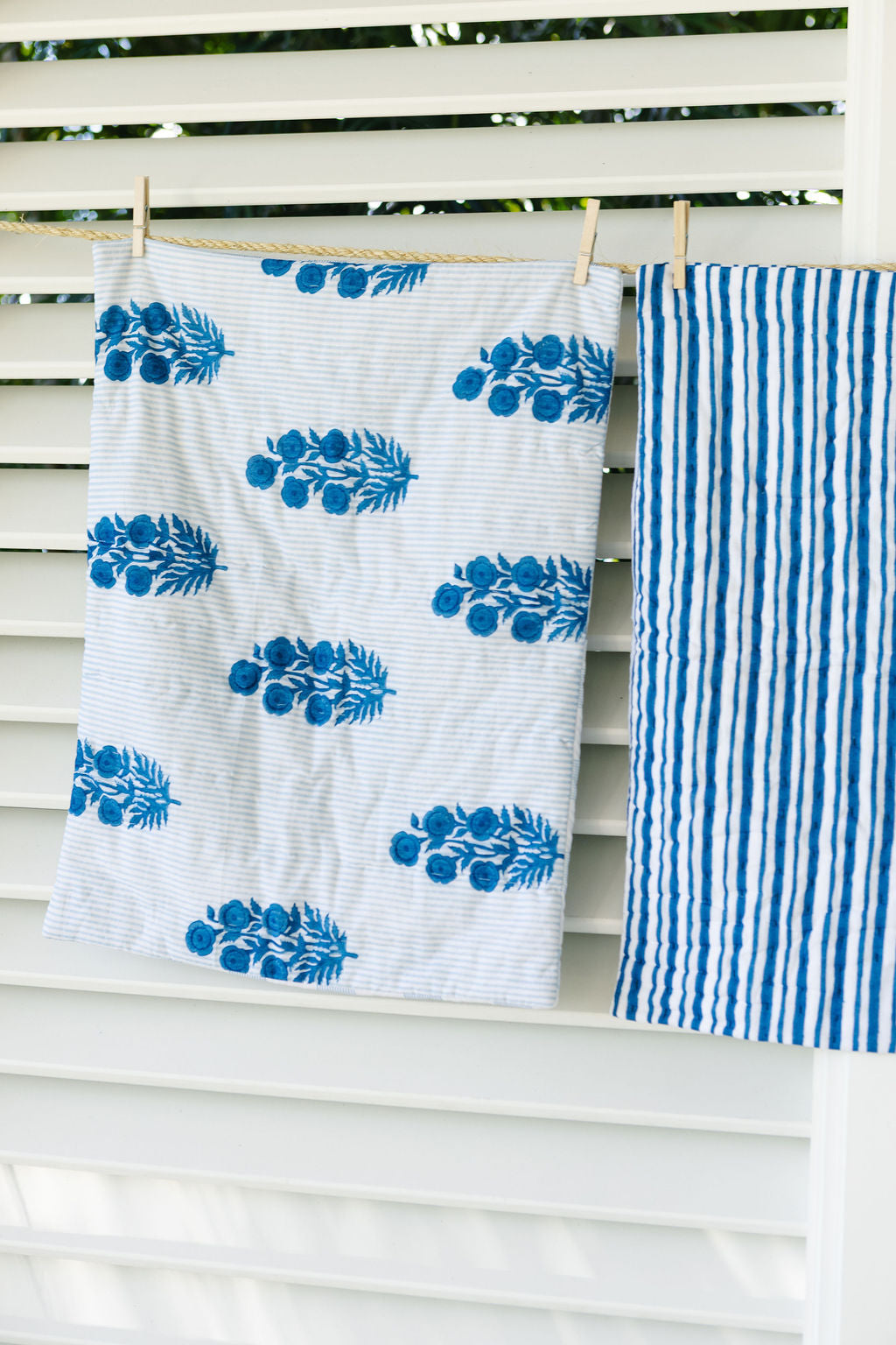 Standard Razai Sham in Poppy Stamp, Directoire Blue