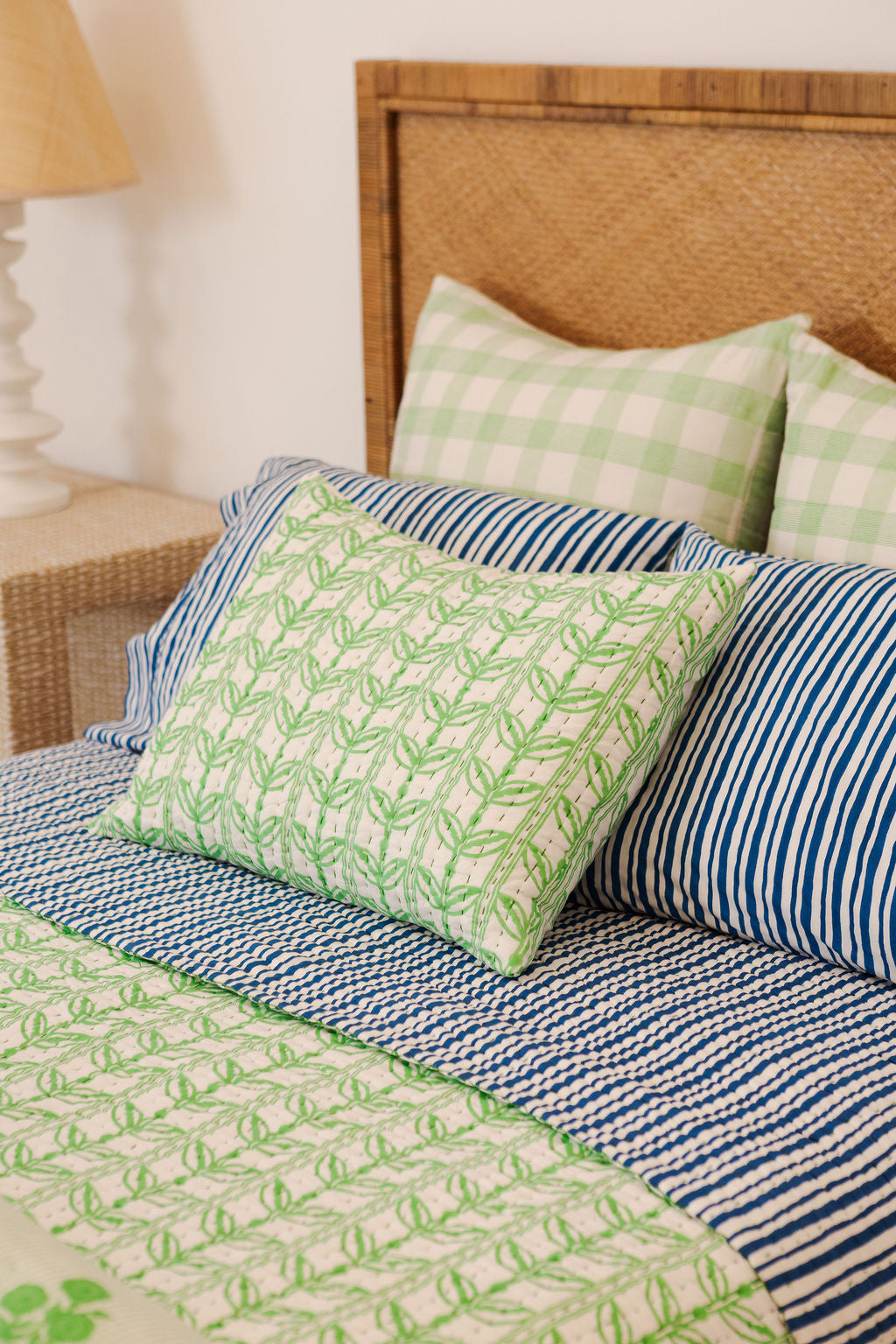 King Gudri Sham in Grecian Floral, Greenbriar
