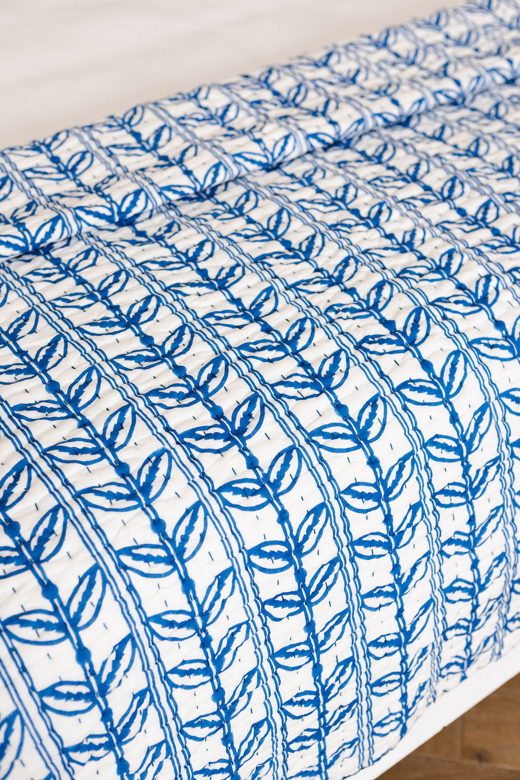 Gudri Quilt in Grecian Floral, Directoire Blue