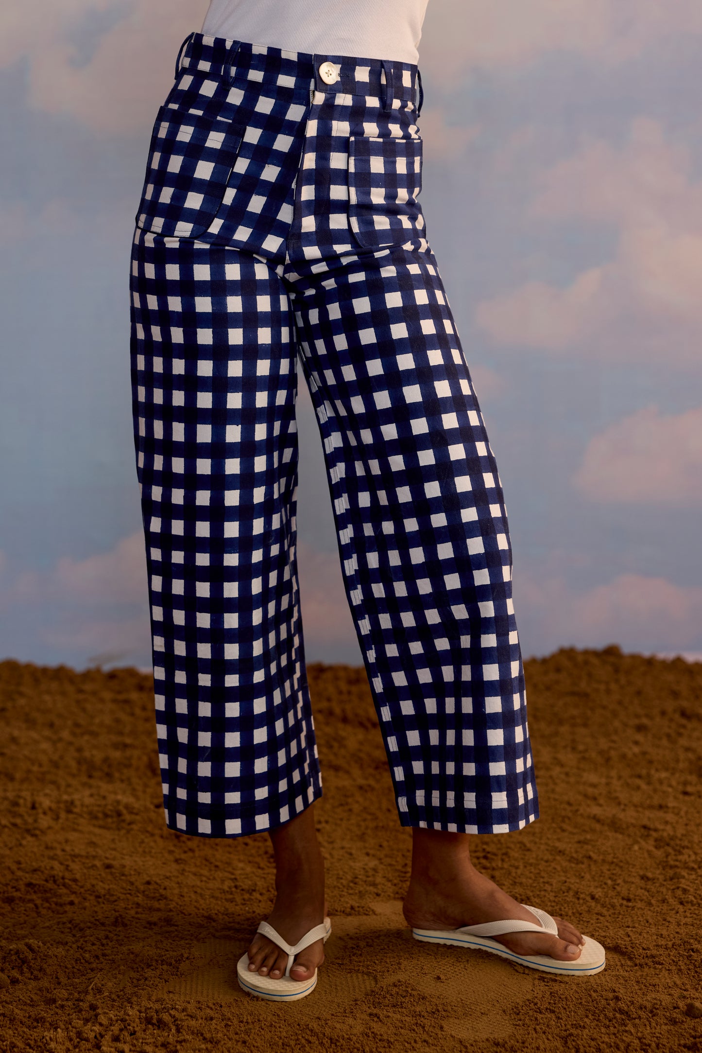 Painter Pant in Navy Gingham Print
