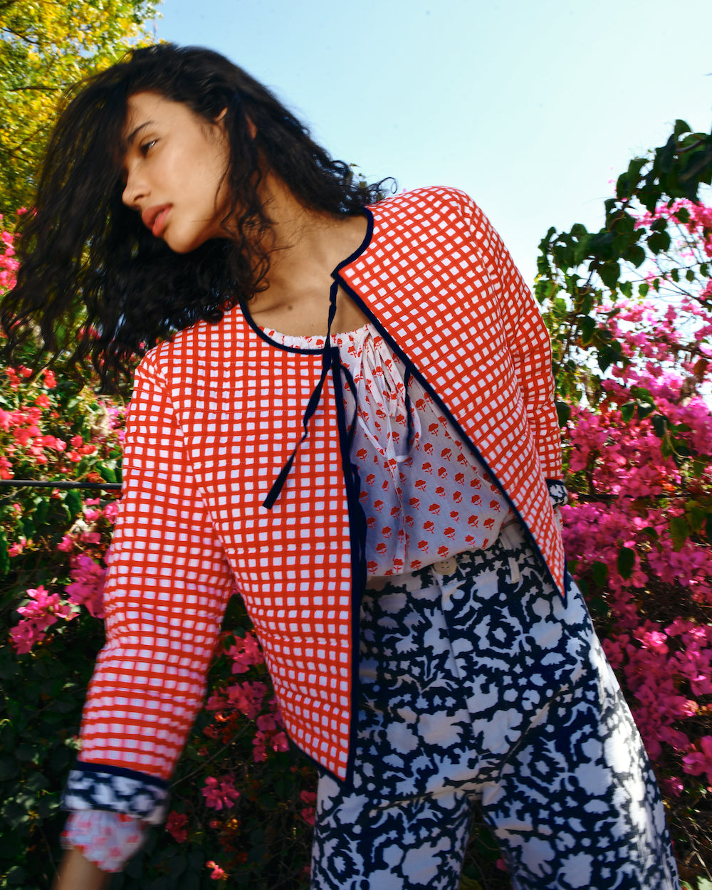 Reversible Quilted Jacket in Midnight & Cherry Red