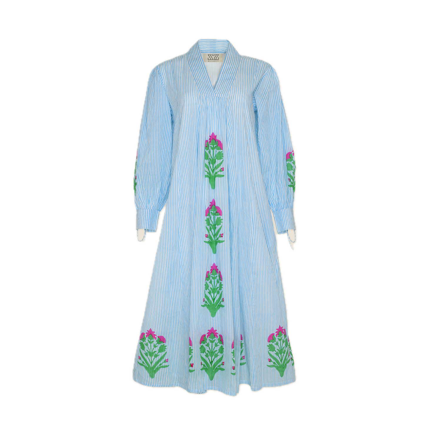 Final Sale: Leo Dress in Palladio Garden & Thin Stripes