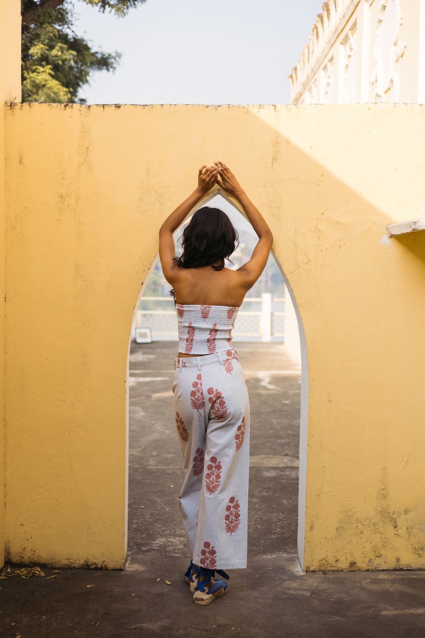 Final Sale: Disco Pants in Poppy Stamp & Thin Stripes