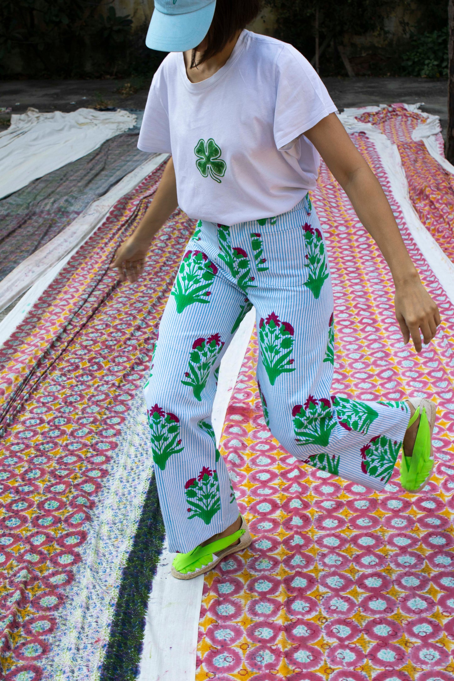 Boss Pant in Palladio Garden & Thin Stripes