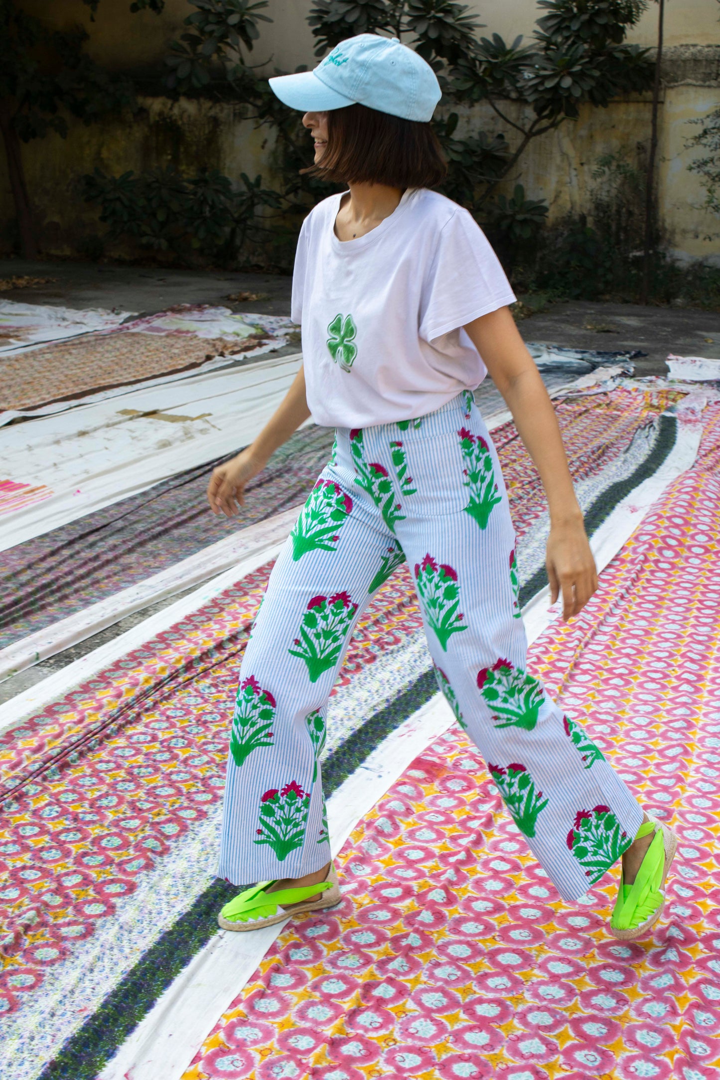 Boss Pant in Palladio Garden & Thin Stripes