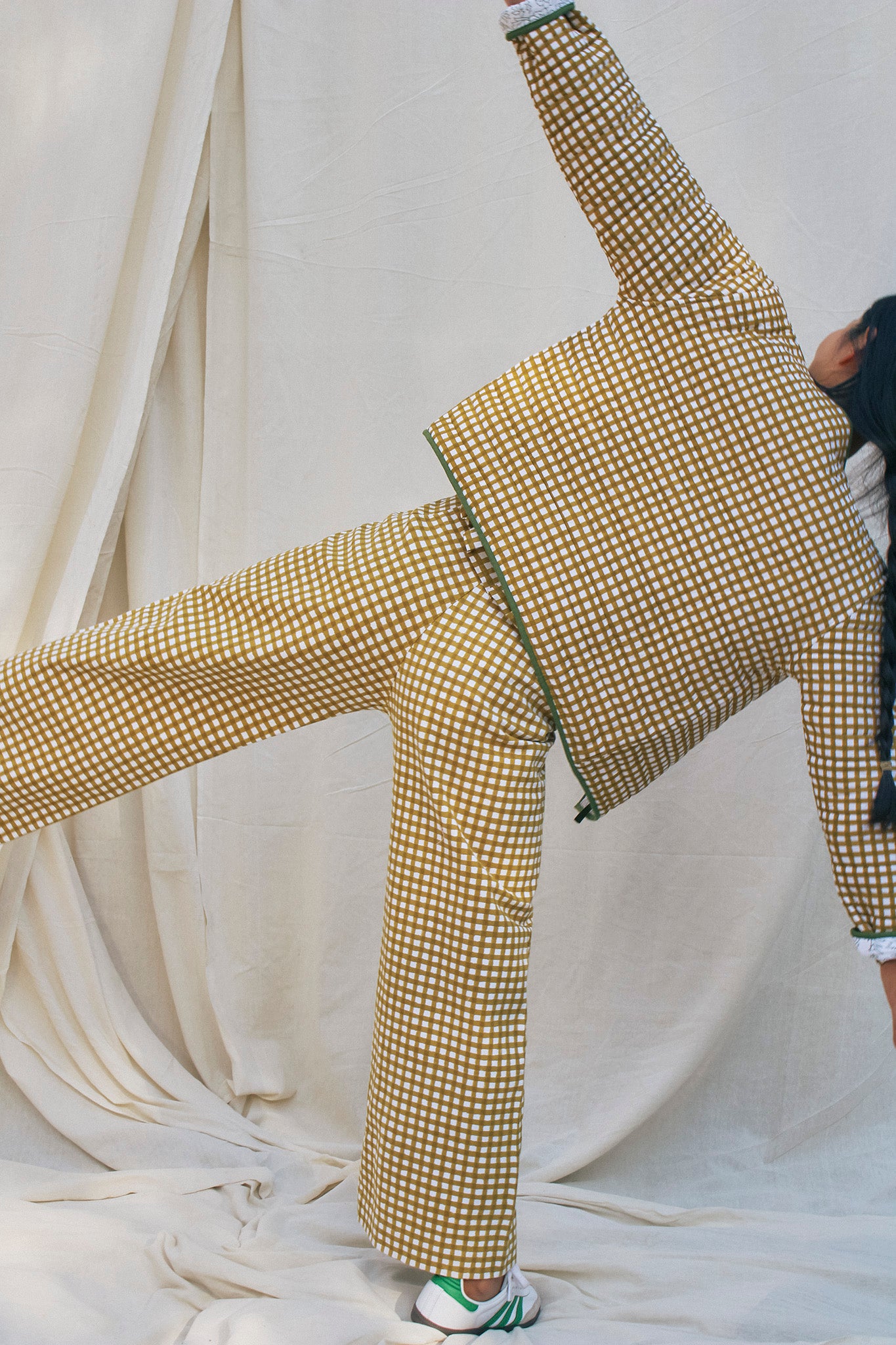 Quilted Jacket in Camel & Oasis Green