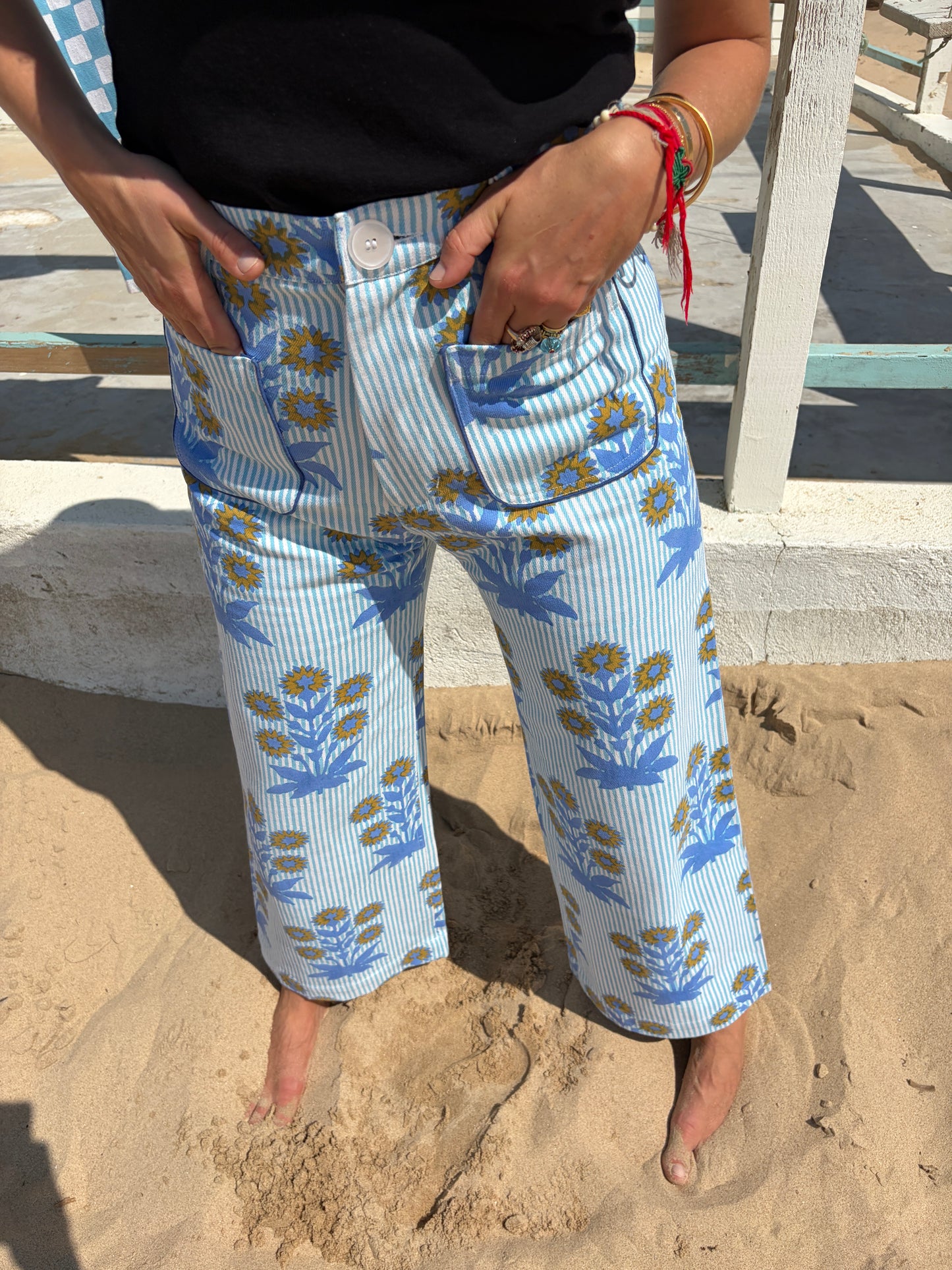 Painter Pant in Marigold on Thin Stripe