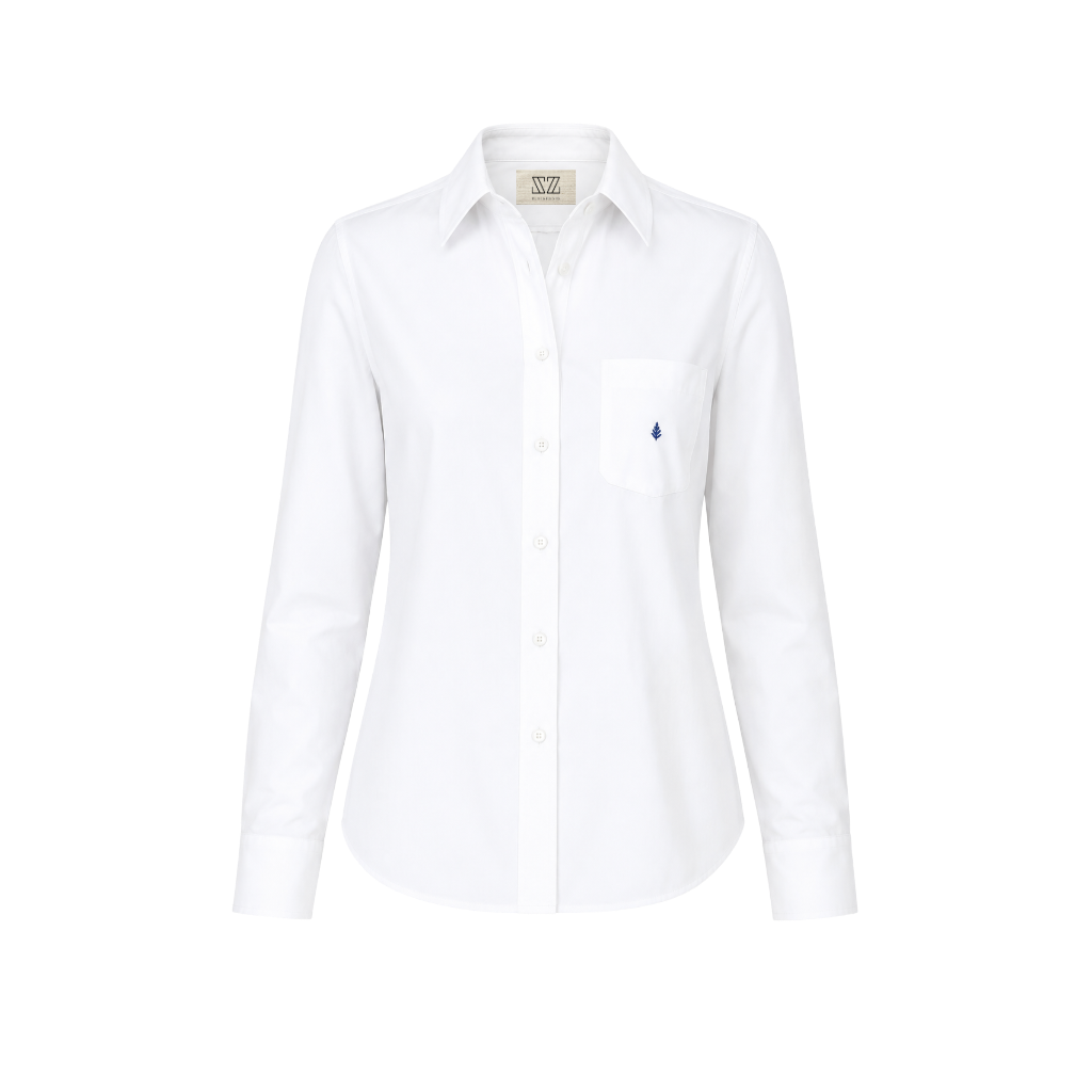 New York Shirt in White With Signature Embroidery