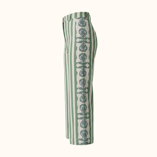 Muse Pant in Pansy Border & Thick Stripe