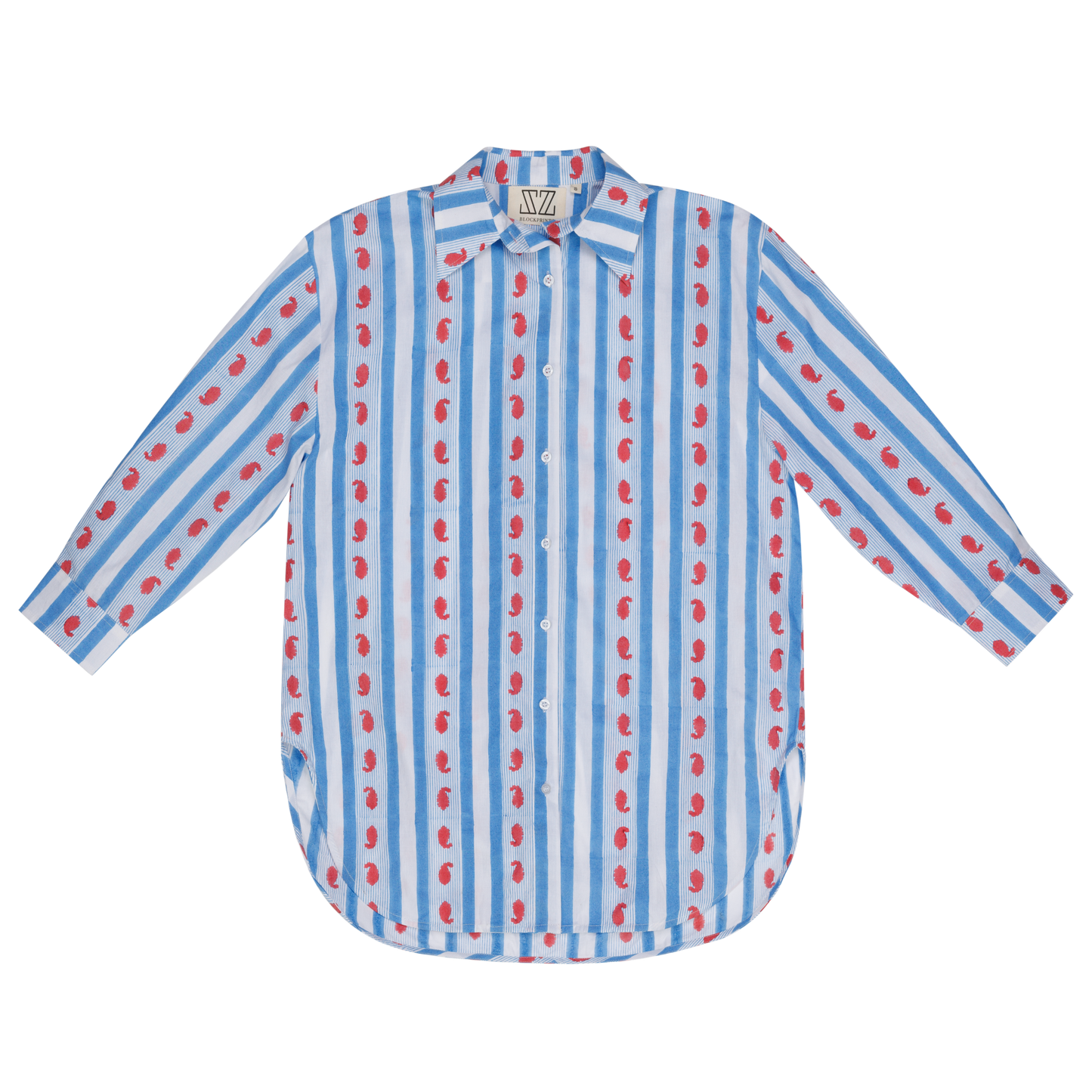 Oversized Buttoned Down Shirt in Ribbon Print