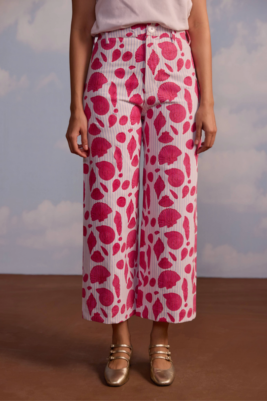 Disco Pant in Sea Shell on Thin Stripe