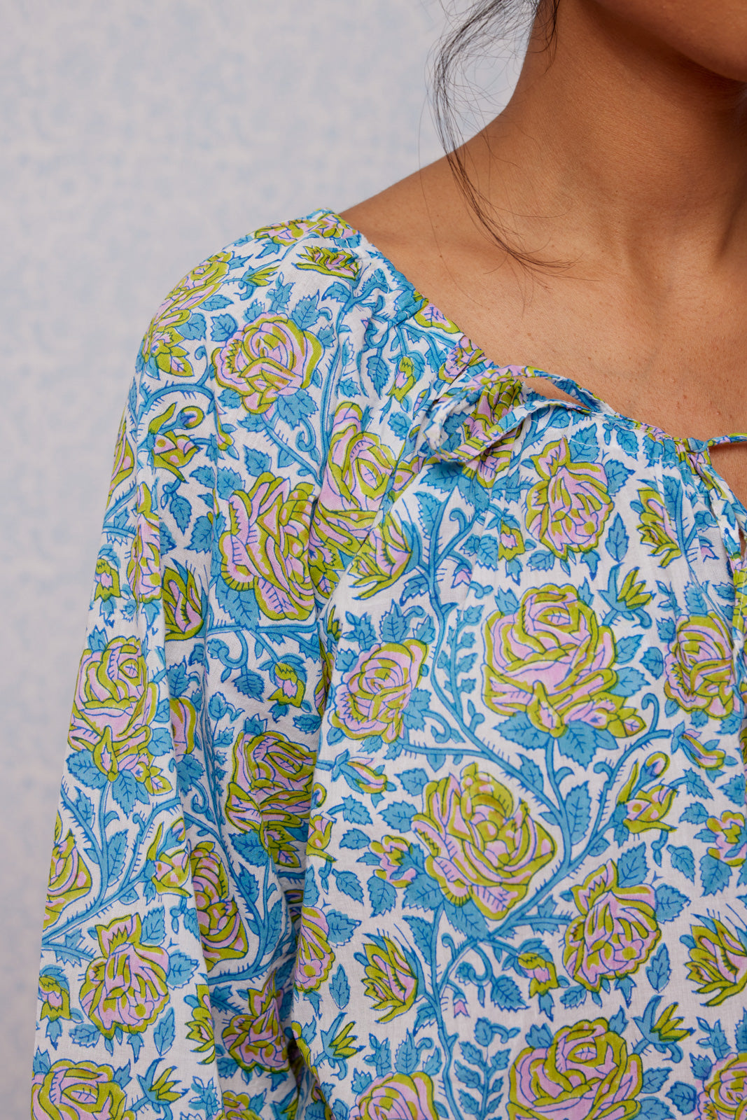 Final Sale: Ida Top in Cornflower Blue & Pop Green