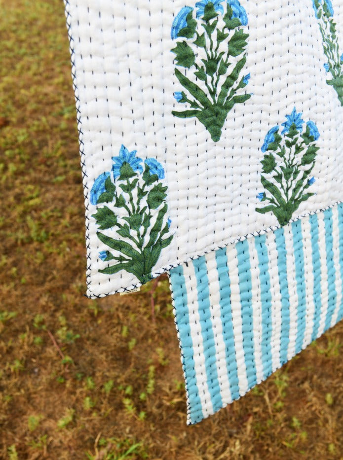 Quilt in Cornflower Blue & Moss