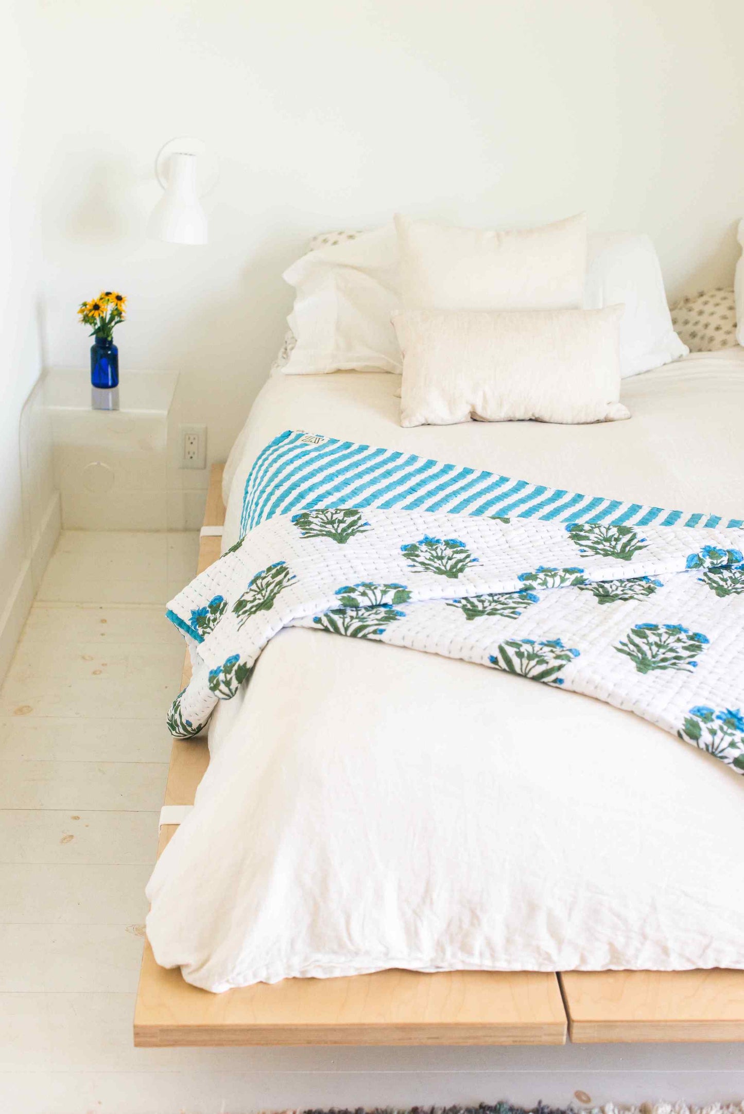 Quilt in Cornflower Blue & Moss