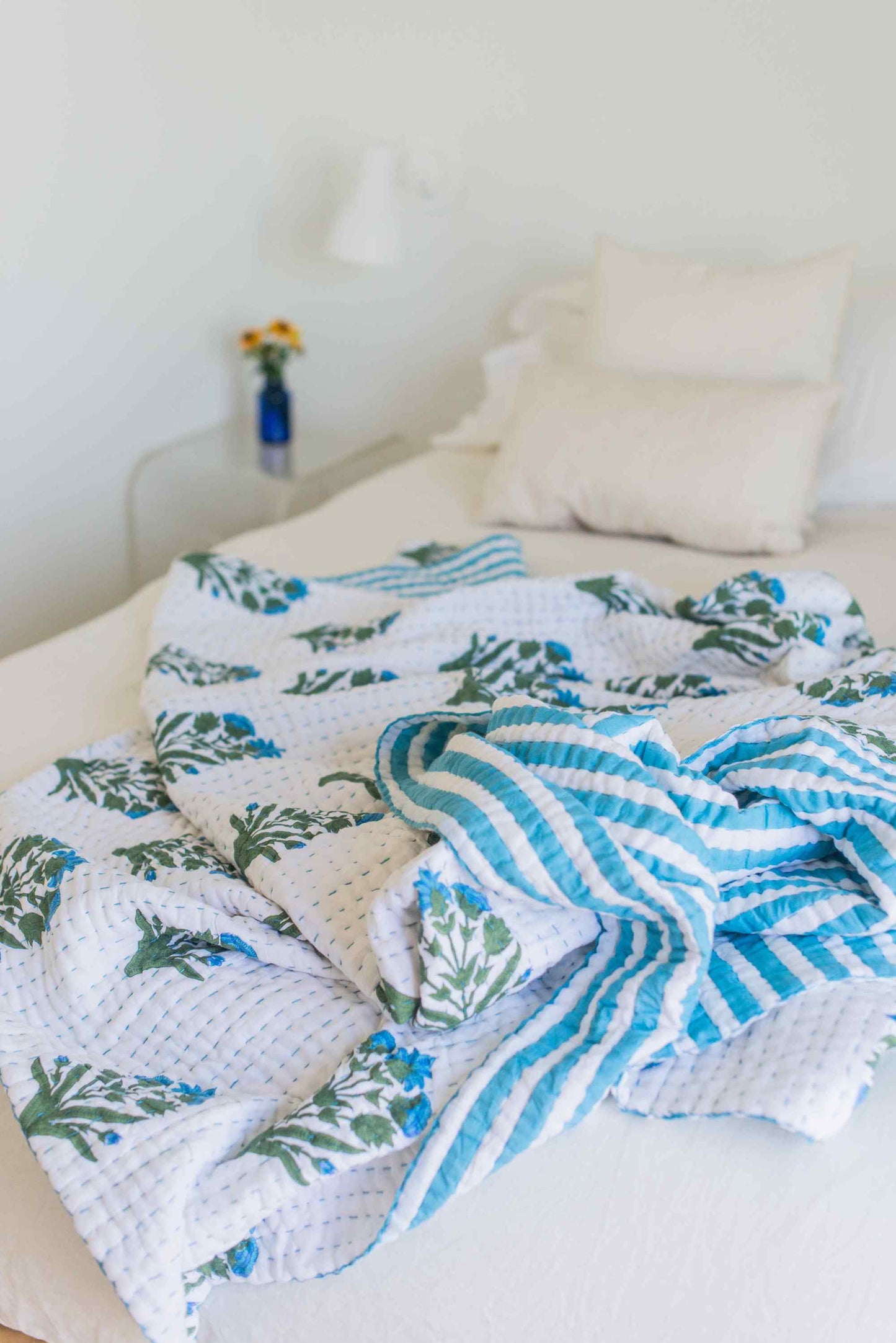 Quilt in Cornflower Blue & Moss