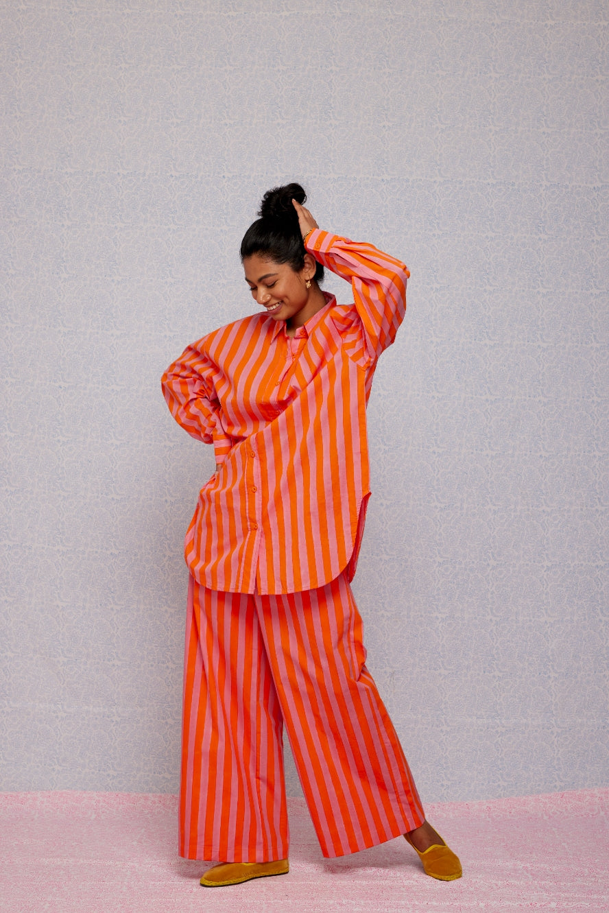 Final Sale: Drawstring Pants in Soft Rose & Tangerine