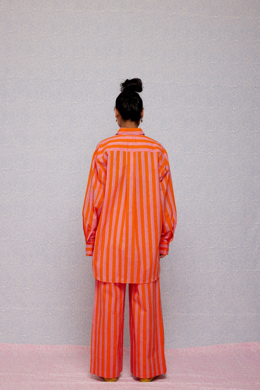Final Sale: Drawstring Pants in Soft Rose & Tangerine
