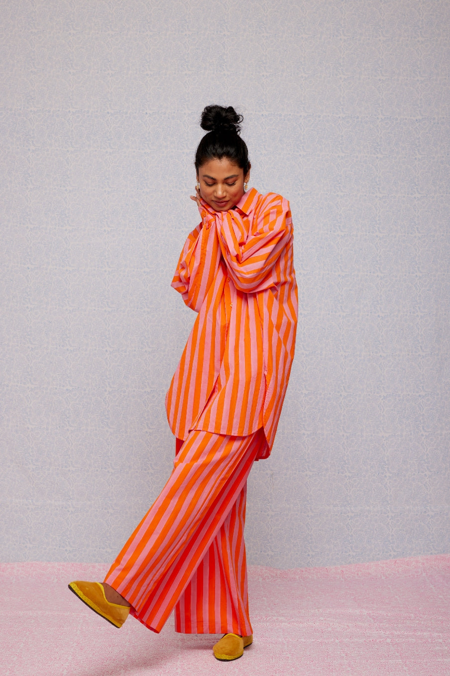 Final Sale: Drawstring Pants in Soft Rose & Tangerine