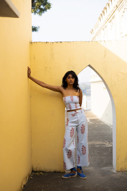 Final Sale: Disco Pants in Poppy Stamp & Thin Stripes