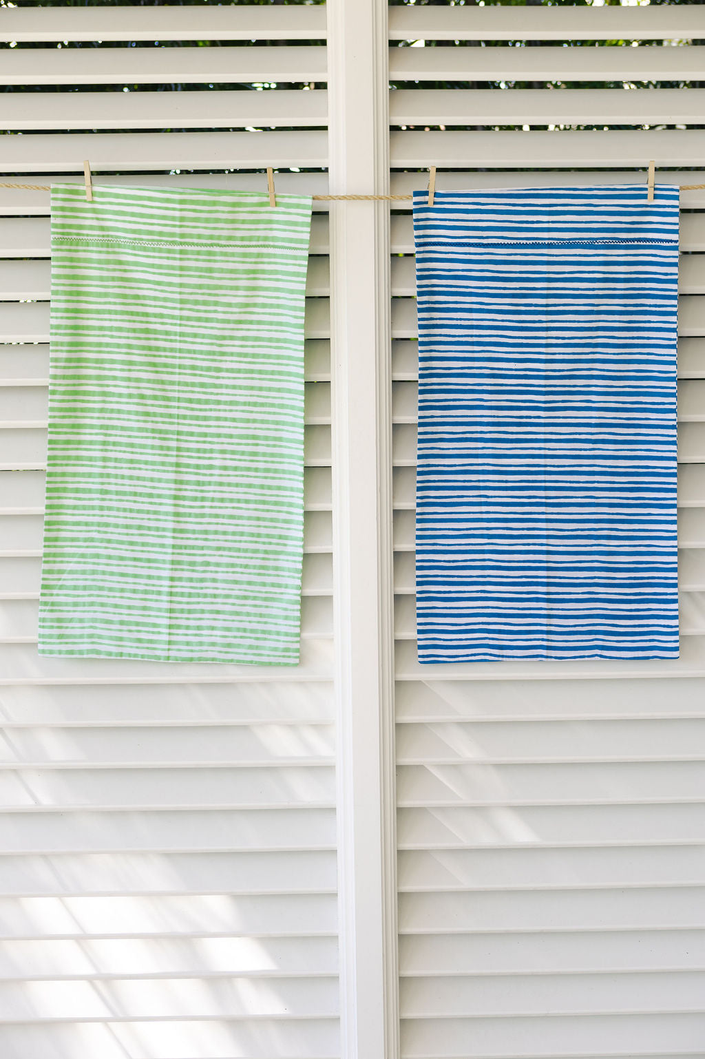 Pillow Case Set in Logo Stripes, Directoire Blue