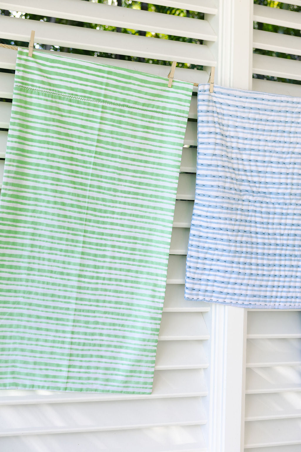 Pillow Case Set in Logo Stripes, Greenbriar