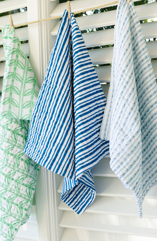 Euro Gudri Sham in Logo Stripes, Directoire Blue