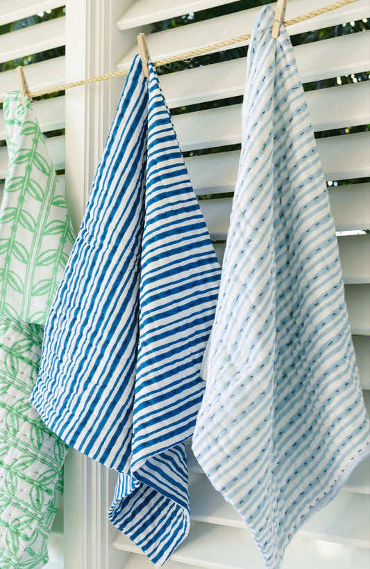 Euro Gudri Sham in Logo Stripe, Airy Blue