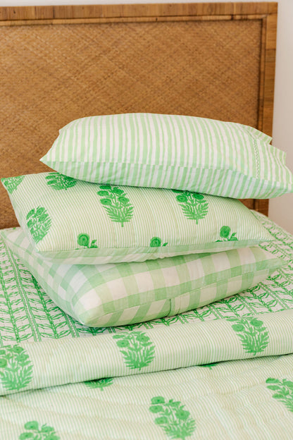Standard Razai Sham in Poppy Stamp, Greenbriar