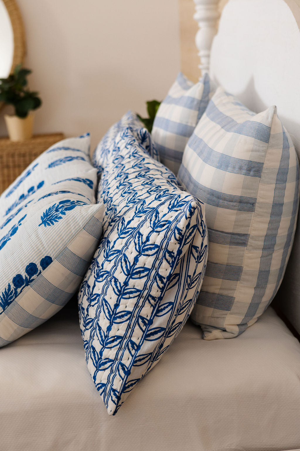 Euro Razai Sham in Weave Print, Directoire Blue