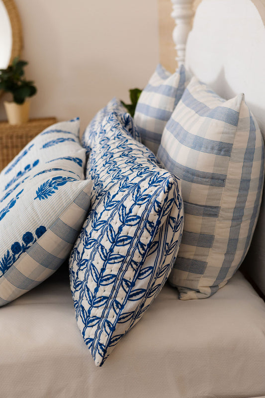 Euro Razai Sham in Weave Print, Directoire Blue