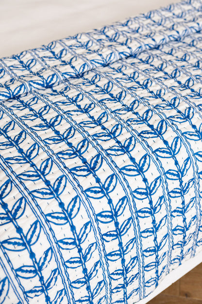 Gudri Quilt in Grecian Floral, Directoire Blue