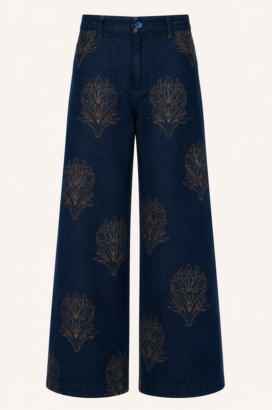 Denim Disco Pant in Palladio Stamp