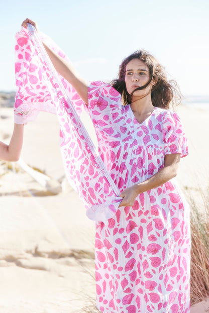 Sai Dress in Sea Shell on Thin Stripe