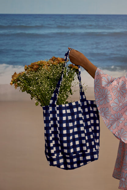 Small Tote in Gingham Print