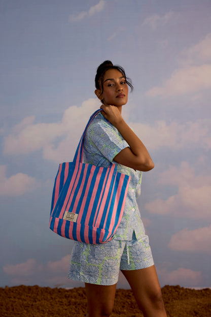 Small Tote in Double Thick Stripe