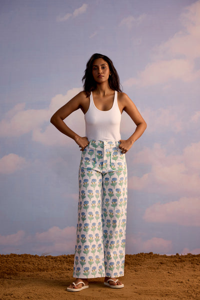 Boss Pants in Fleur Print | SZ Blockprints – SZ BLOCKPRINTS