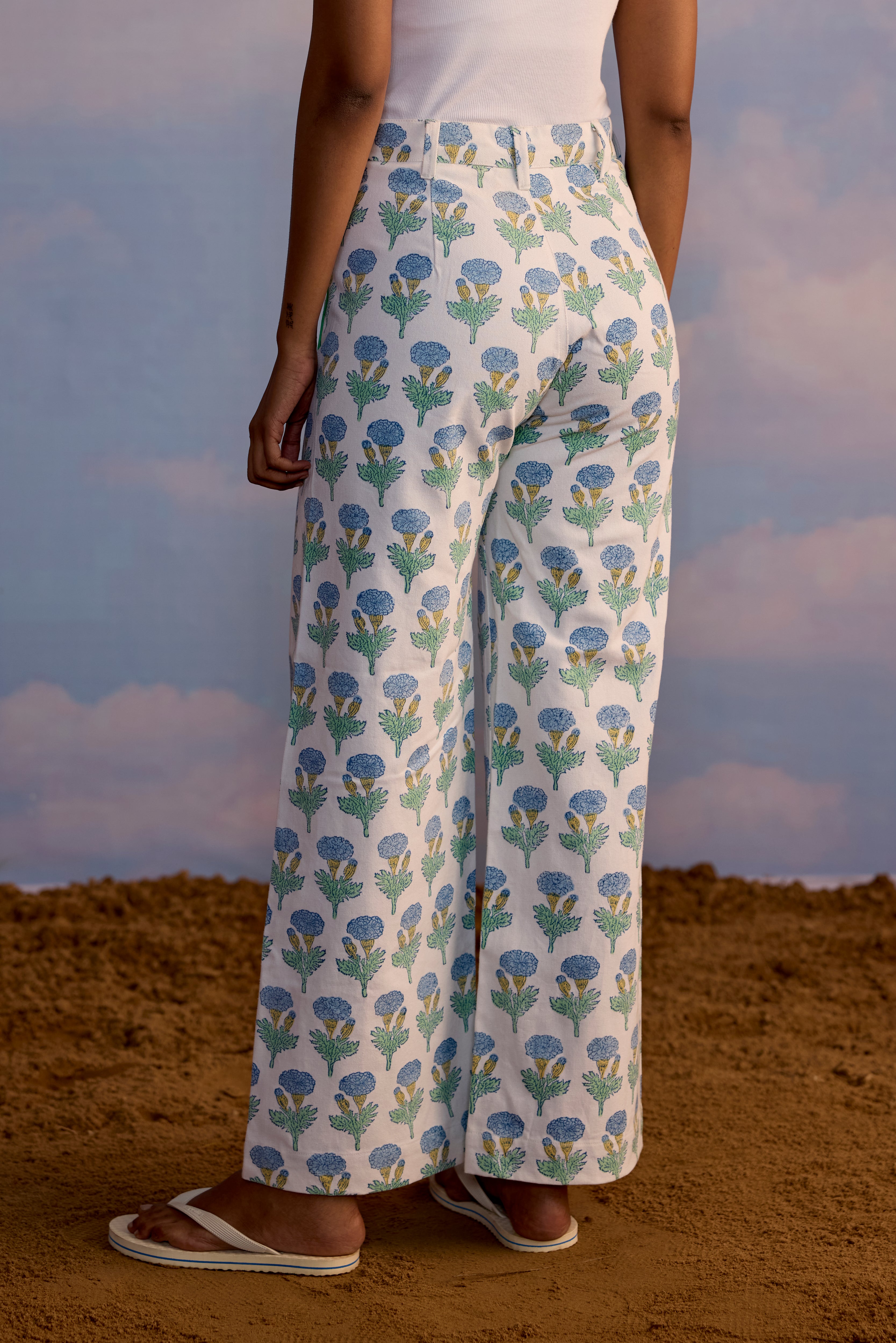 SZ Blockprintsフラワープリント コットン ディスコパンツ Boss Pants in Fleur Print | SZ Blockprints – SZ BLOCKPRINTS