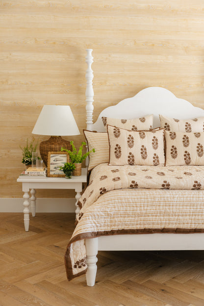 Razai Quilt in Poppy Stamp, Chicory Coffee & Almond Bluff