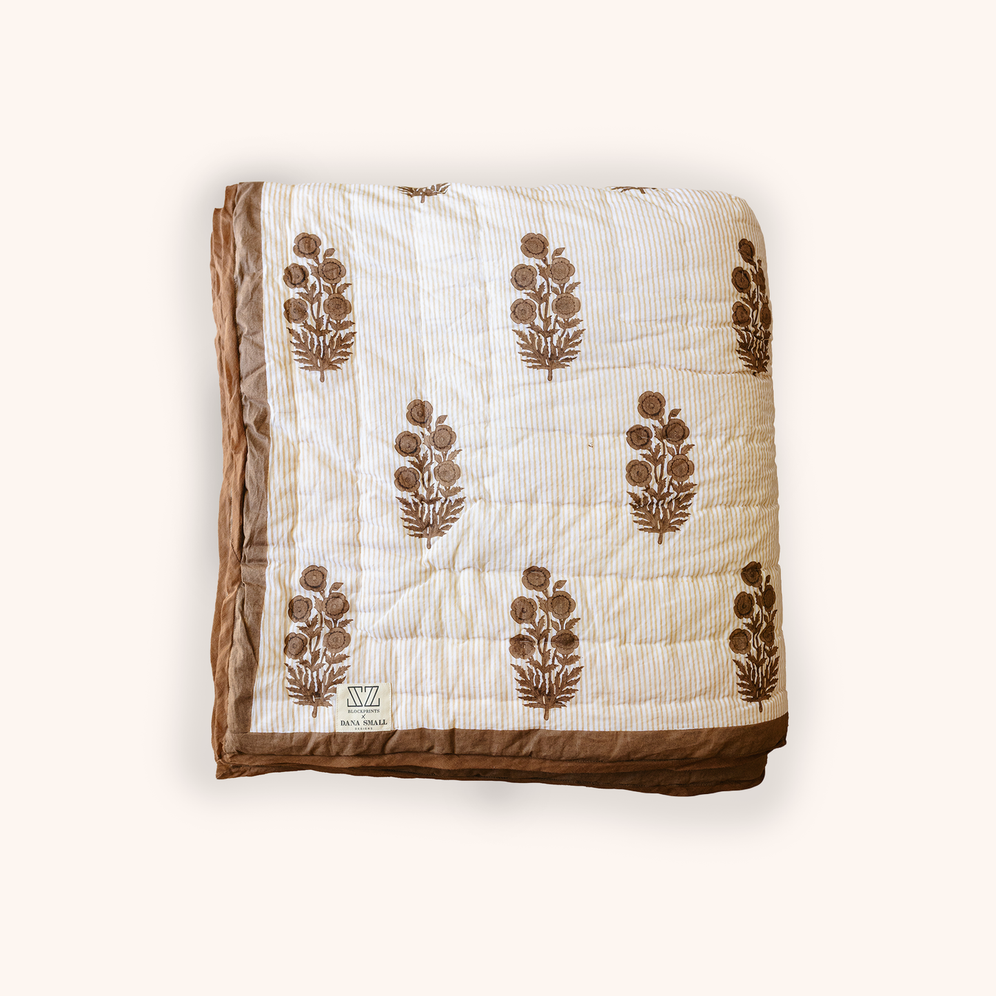 Razai Quilt in Poppy Stamp, Chicory Coffee & Almond Bluff