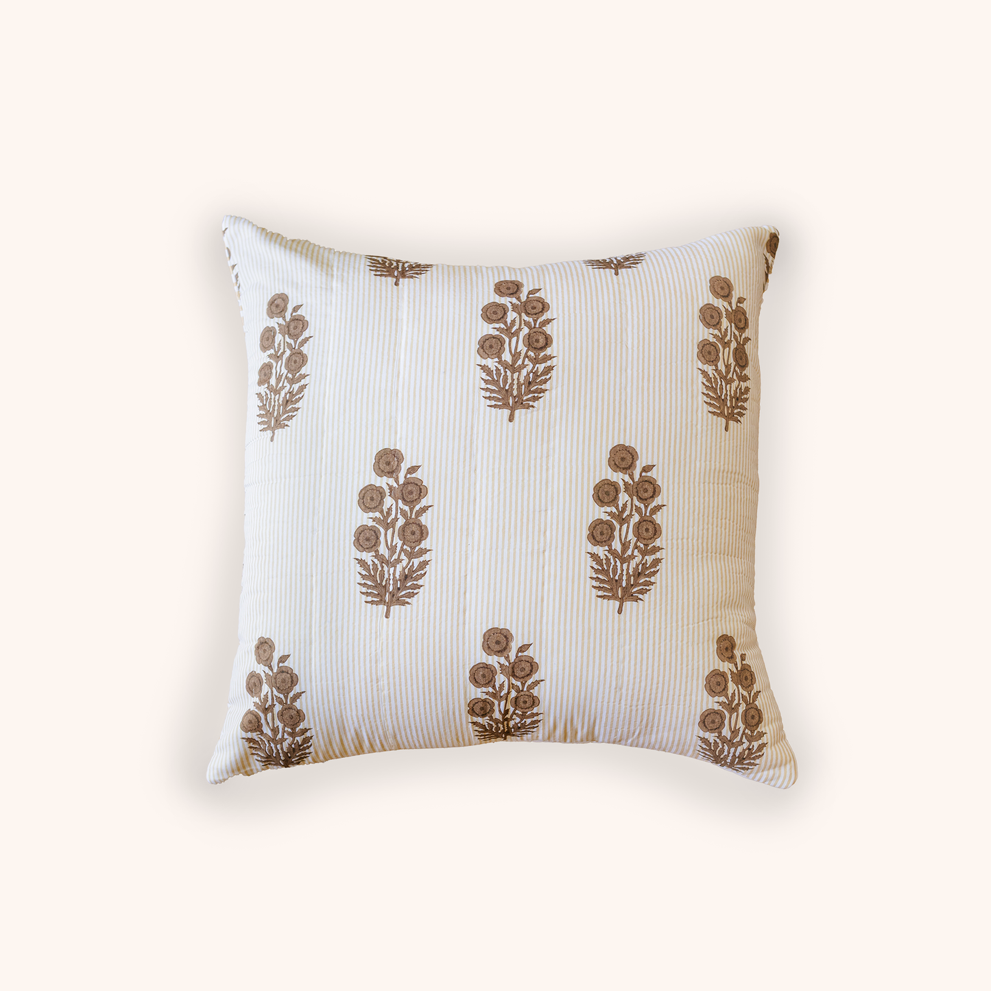 Euro Razai Sham in Poppy Print, Chicory Coffee & Almond Bluff