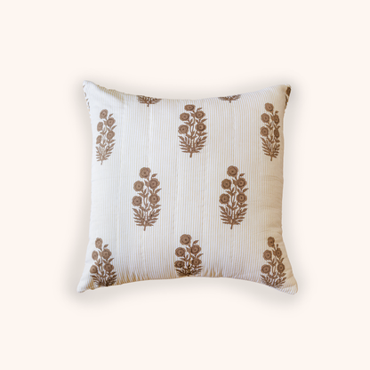 Euro Razai Sham in Poppy Print, Chicory Coffee & Almond Bluff