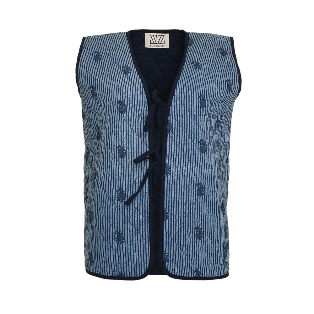 Denim Manju Vest in Small Paisley