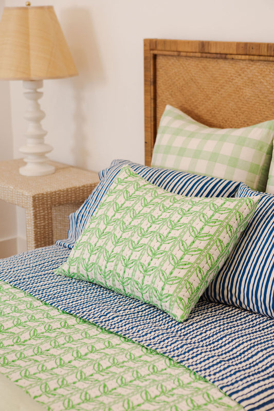 Standard Gudri Sham in Grecian Floral, Greenbriar