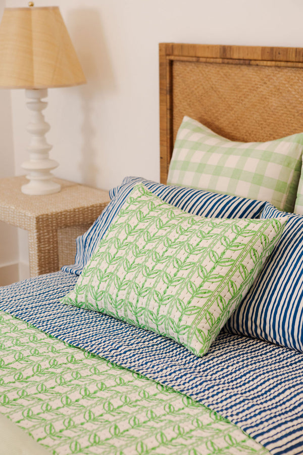 Standard Gudri Sham in Grecian Floral, Greenbriar