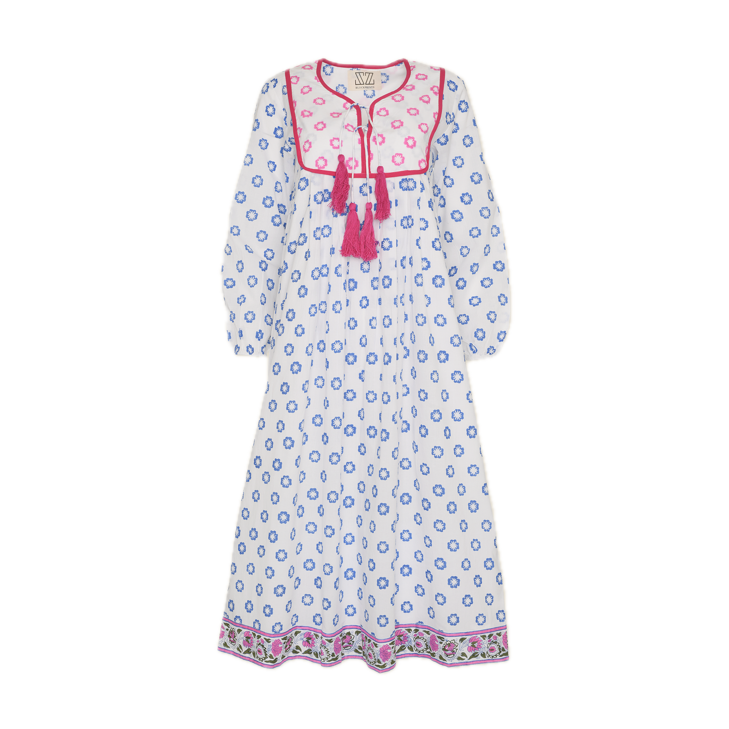 SZ BLOCKPRINTS Daffodil Print キティドレス○送料無料○ Kitty Dress in Daffodil Print | SZ Blockprints – SZ BLOCKPRINTS