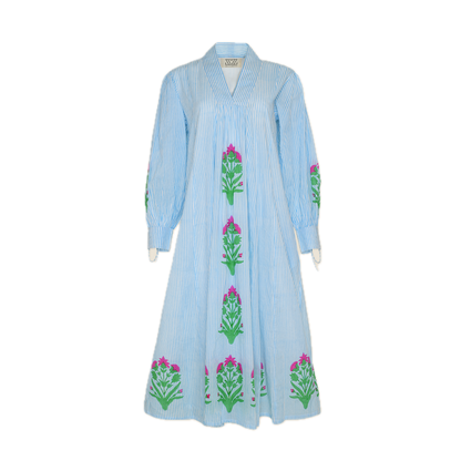 Final Sale: Leo Dress in Palladio Garden & Thin Stripes