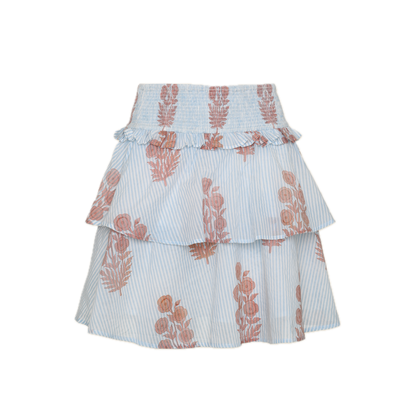 Final Sale: Veda Skirt in Poppy Stamp & Thin Stripes
