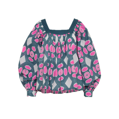 Victoria Top in Button Print