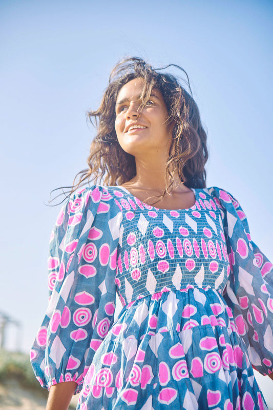 Violette Dress in Button Print